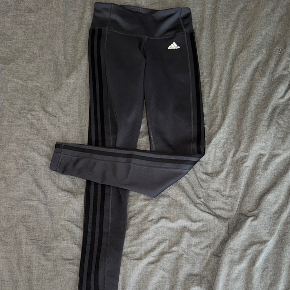 Adidas Black Leggings with Signature Stripes